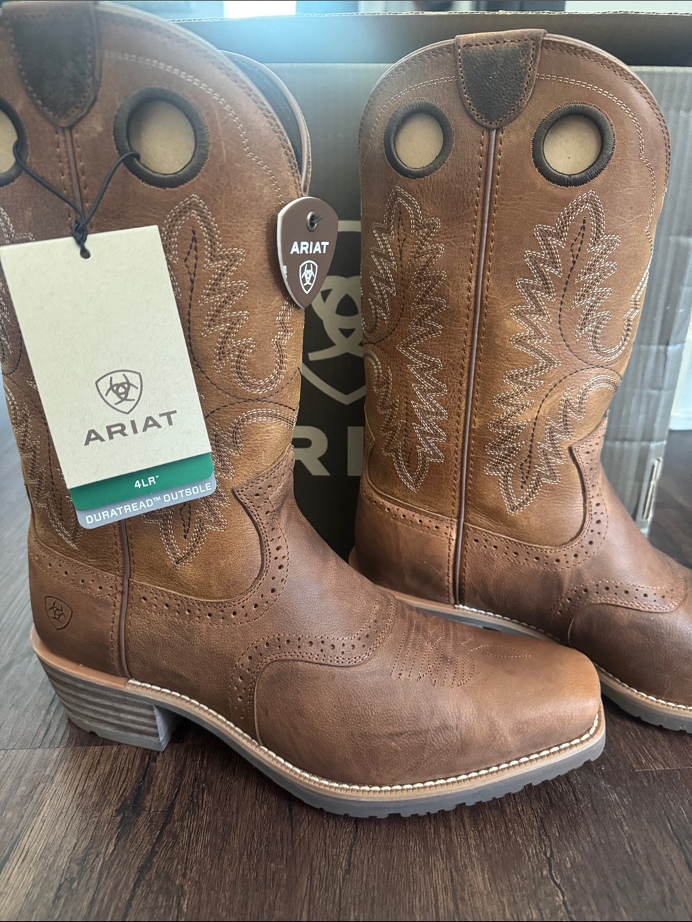Ariat Men's Tan Leather Western Pull-On Boots with Stitching